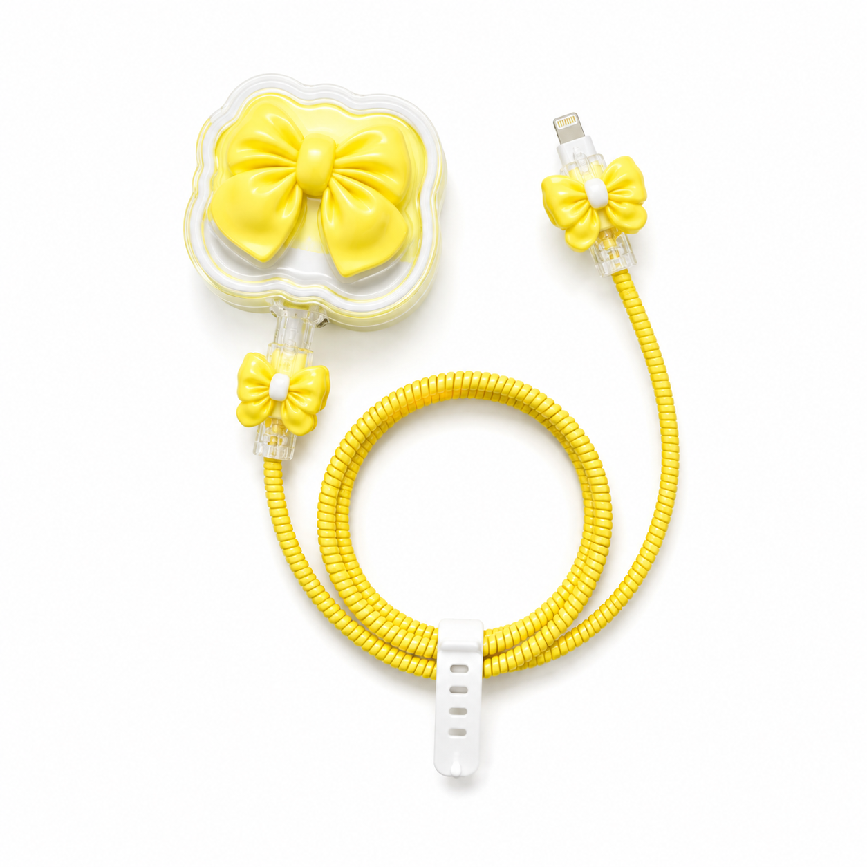 محافظ کابل شارژر اپل yellow bow tie
